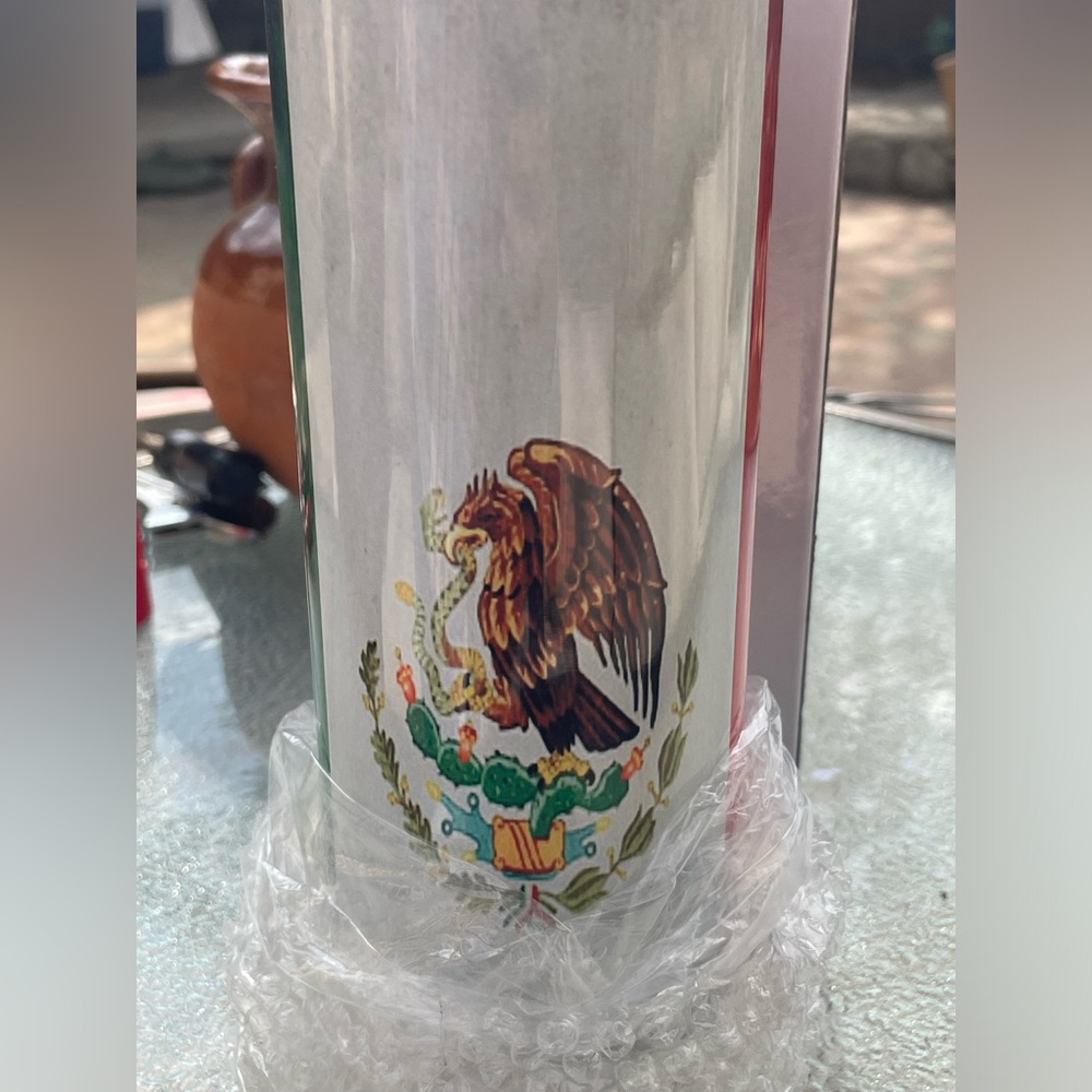 Mexico Flag- Tumbler/ Bandera de Mexico- Vaso de Metal